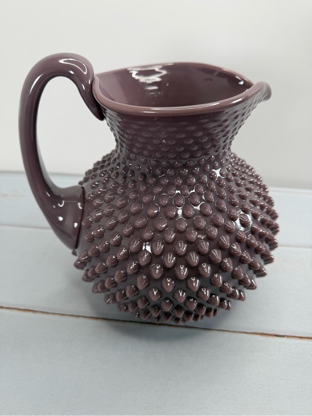 Mosser Glass Gigi Hobnail Pitcher Eggplant Purple 70 oz Fenton Mold - Picture 8 of 14
